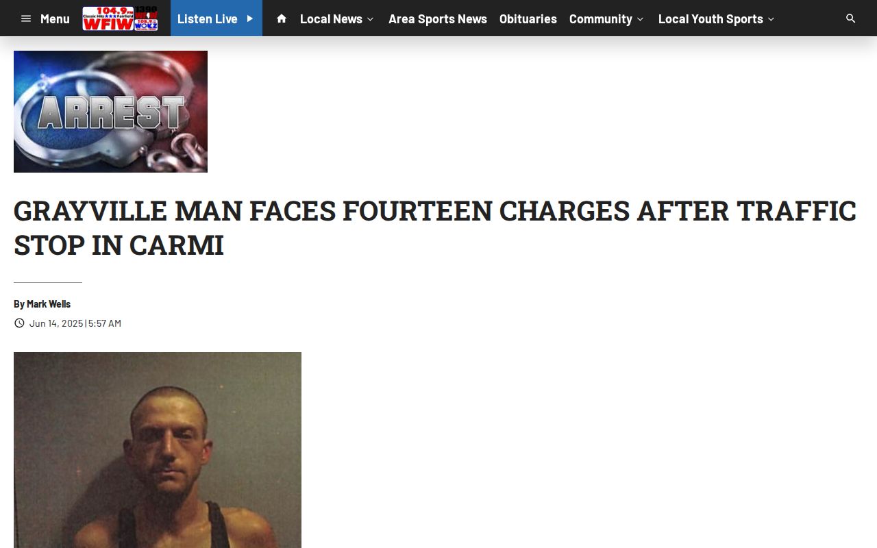 White County news report connecting a Carmi arrest with later court posture